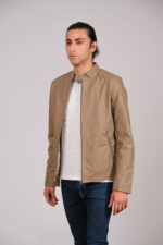 İnce Yakalı Omuz İşlemeli Taba Mont - Görsel 2