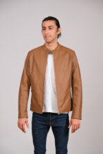 İnce Yakalı Omuz İşlemeli Taba Mont - Görsel 3