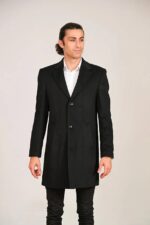 Witwork Erkek Ceket Yaka Yırtmaçlı Siyah Kaşe Kapan