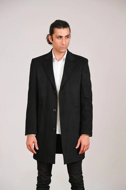 Witwork Erkek Ceket Yaka Yırtmaçlı Siyah Kaşe Kapan