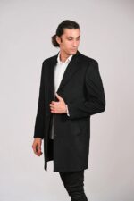 Witwork Erkek Ceket Yaka Yırtmaçlı Siyah Kaşe Kapan