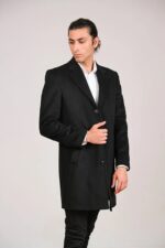 Witwork Erkek Ceket Yaka Yırtmaçlı Siyah Kaşe Kapan